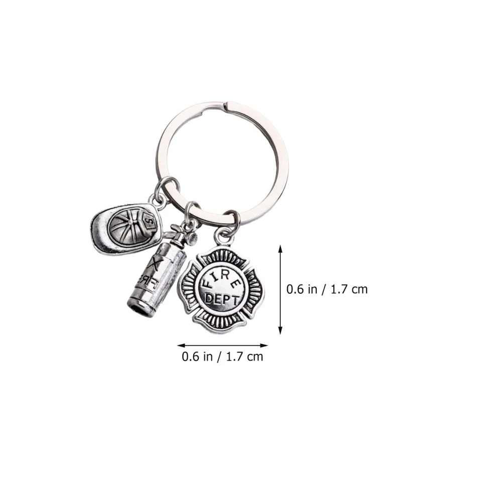 2pcs Fire Extinguisher Design Keychains Firemen Theme Key Rings Pendant Key Holder Craft Ornaments Gift