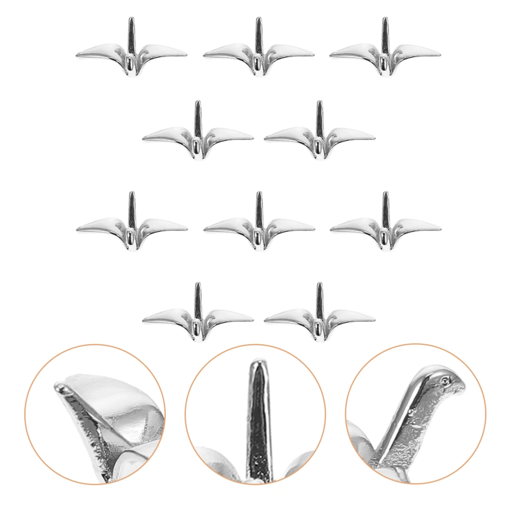 10 Pcs Paper Crane Shape Hairpin Charms Copper Paper Crane Pendant Hair Clip Charms