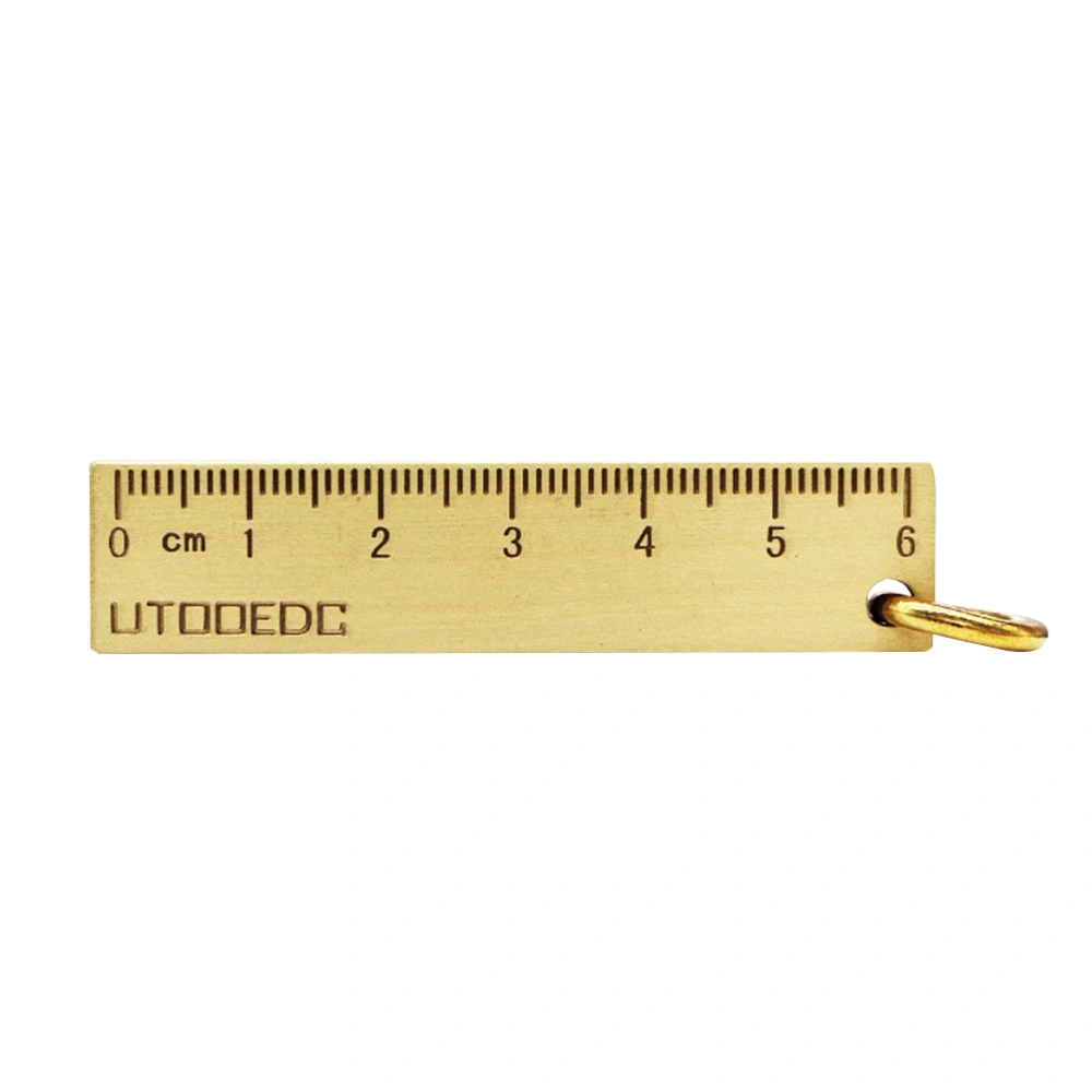 Pure Brass Ruler Key Pendant Portable And Convenient To Measure Individual Crafts Boys Gift(Golden)