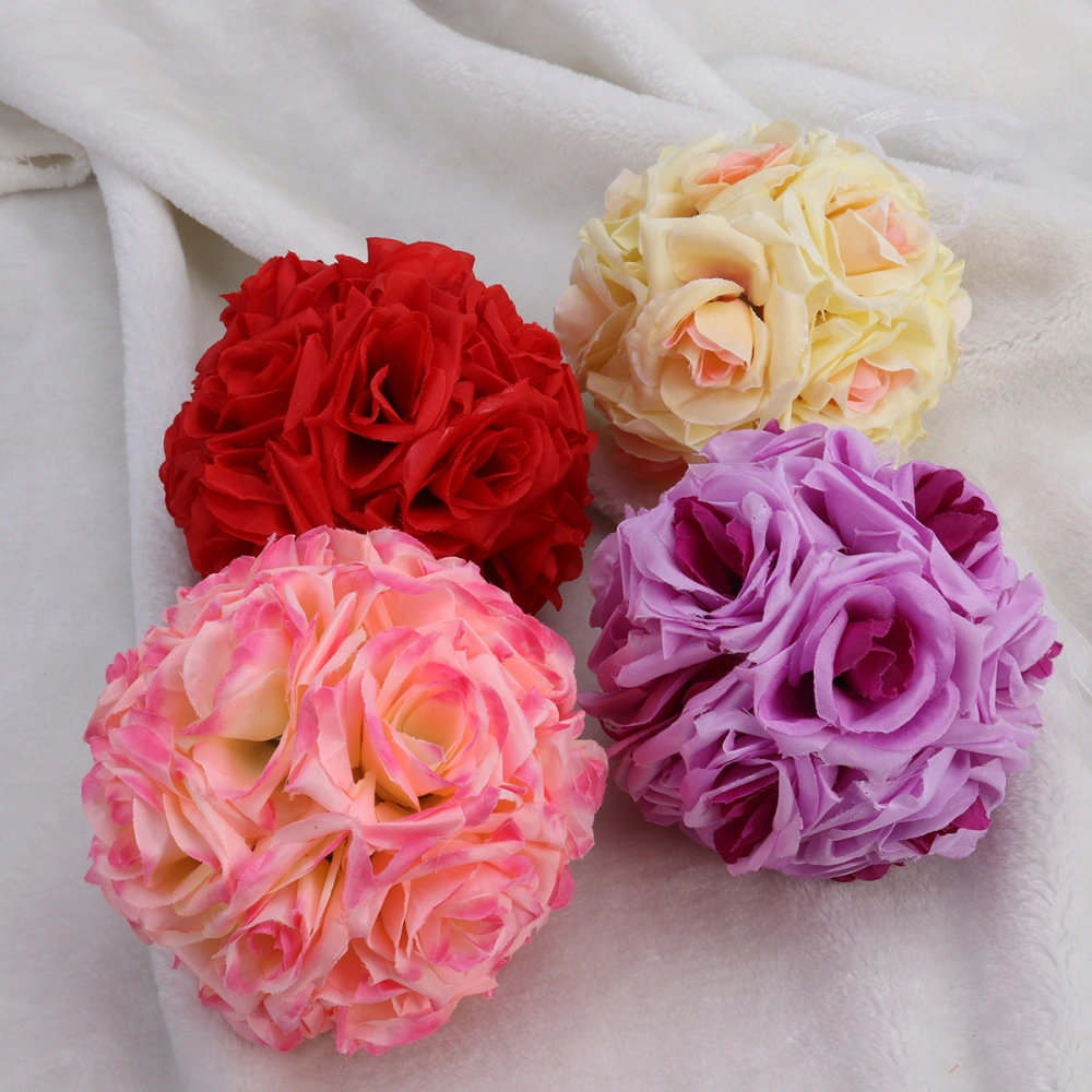 Romantic Rose Flower Ball Artificial DIY Hanging Rose Ball for Wedding Party Decoration (Light Purple)