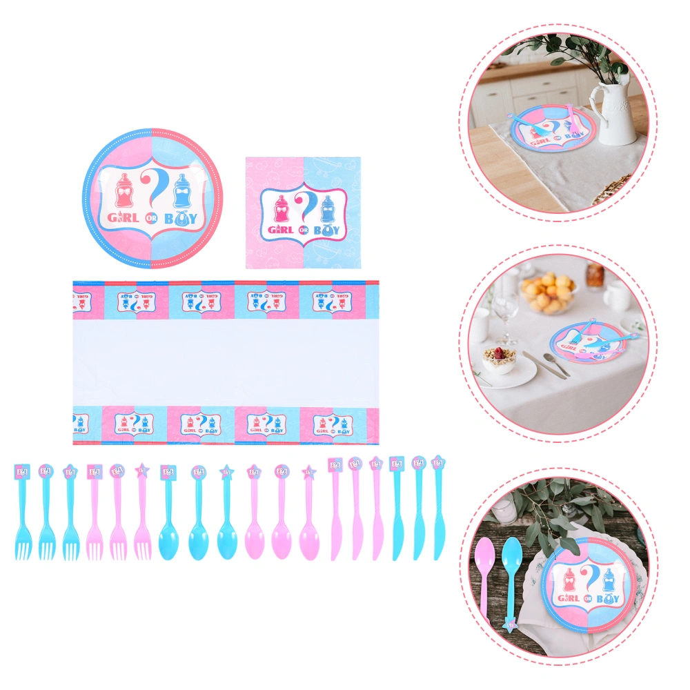 35Pcs Gender Reveal Party Supply Baby Shower Decor Gender Reveal Tableware Kit