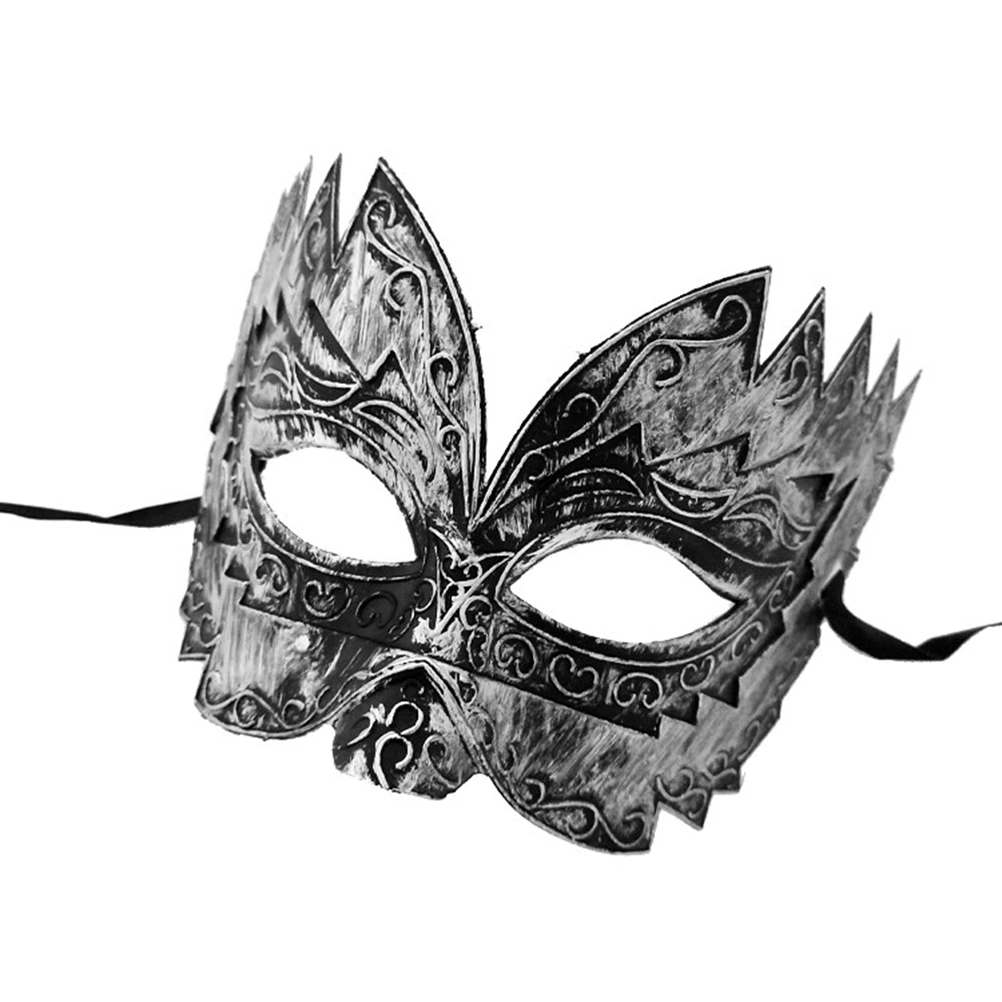 23.5x14cm Fashion Antique Sawtooth Half Face Mask Plastic Face Mask Performing Props Party Supplies (Silver)
