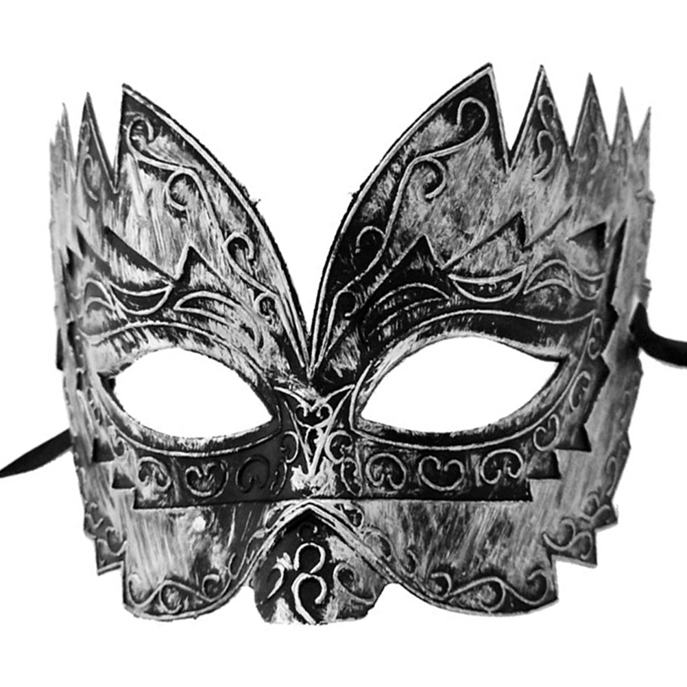23.5x14cm Fashion Antique Sawtooth Half Face Mask Plastic Face Mask Performing Props Party Supplies (Silver)