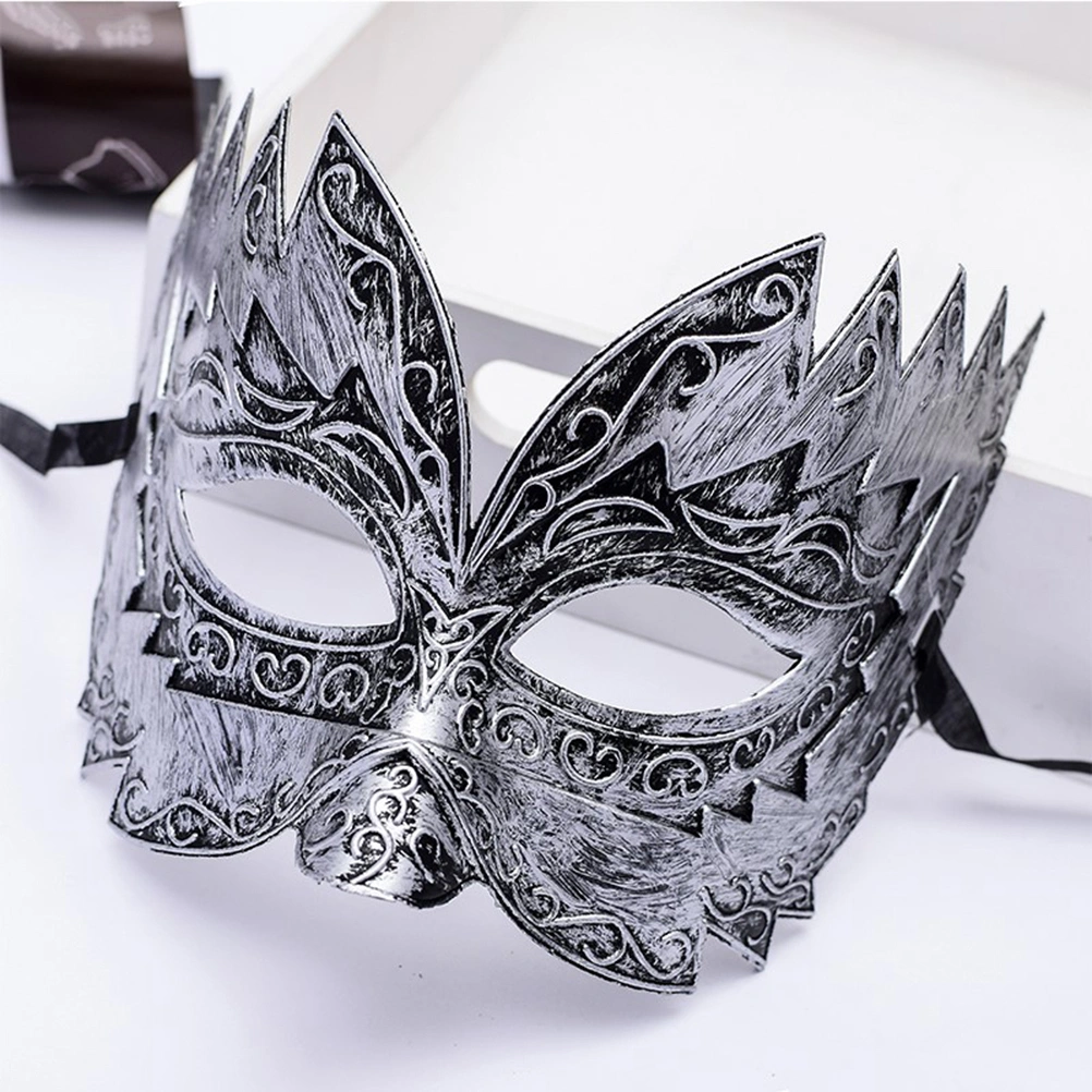 23.5x14cm Fashion Antique Sawtooth Half Face Mask Plastic Face Mask Performing Props Party Supplies (Silver)