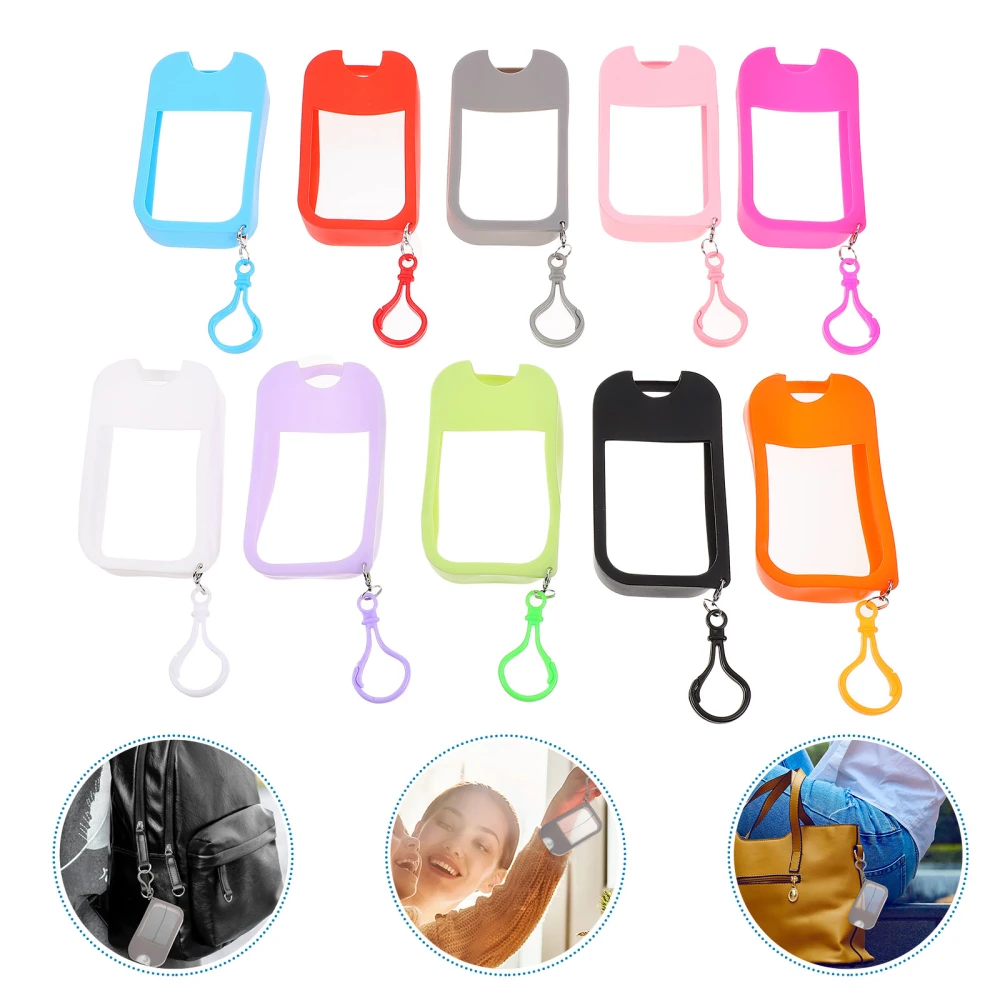 10Pcs Silicone Hand Sanitizer Bottle Cover Stylish Perfume Spray Bottle Cover with Keychain