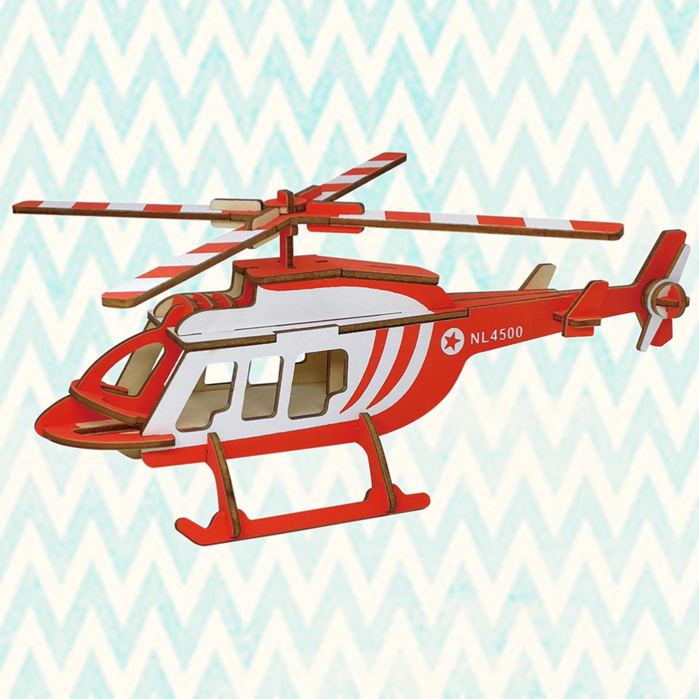 Wooden 3D Puzzles Wood Chip Assemble Aircrafts Model Puzzles Toys for Kids (Helicopter)