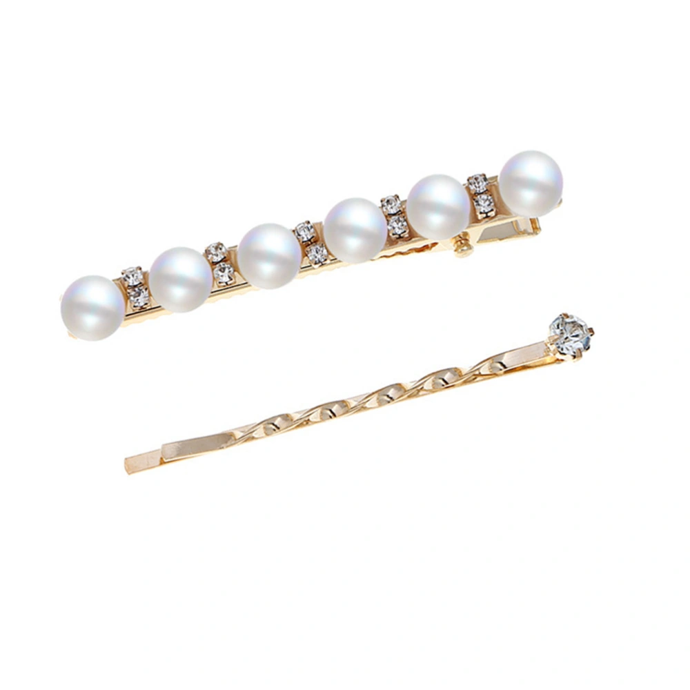 4PCS/Set Pearl-studded Alloy Banquet Decoration Hairpin Combination Hairpin Set(M Size)