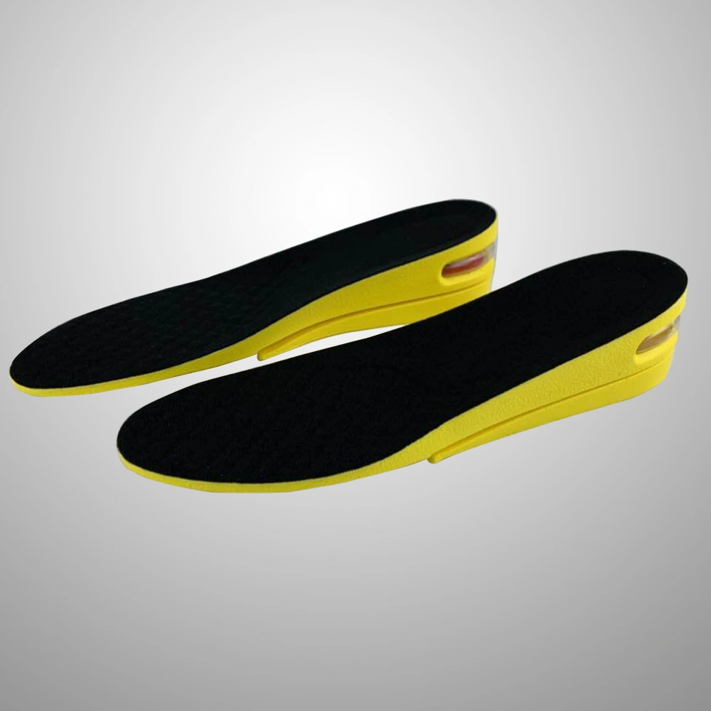 1 Pair of Height Increase Insole Two layers PU Invisible Shoe Lifts Heel Insoles Shoe Elevator Inserts Size L (Yellow Bottom Black Surface)