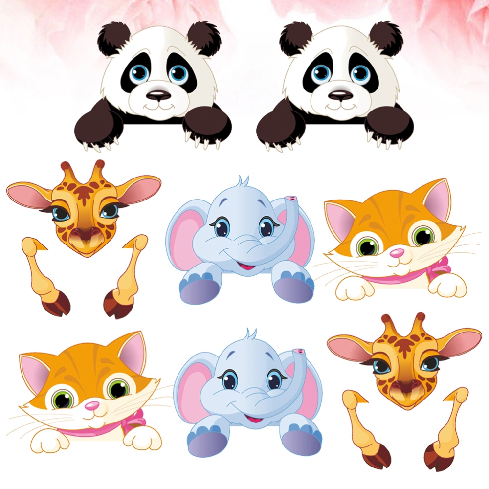 8Pcs Creative Switch Stickers Cartoon Animal Switch Decorative Paster Wall Decals Switch Decoration(2pcs in each partterns, Elephant, Panda, Giraffe, Fox)