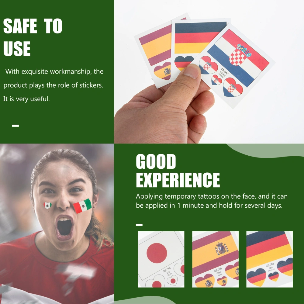 13 Sets World Flag Stickers Self-adhesive Flag Stickers World Match Face Stickers