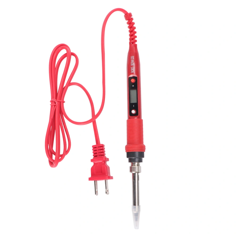 1Pc Professional 110V 80W LIQUID Crystal Adjustable Thermostat Soldering Iron Set with US Plug (Red)