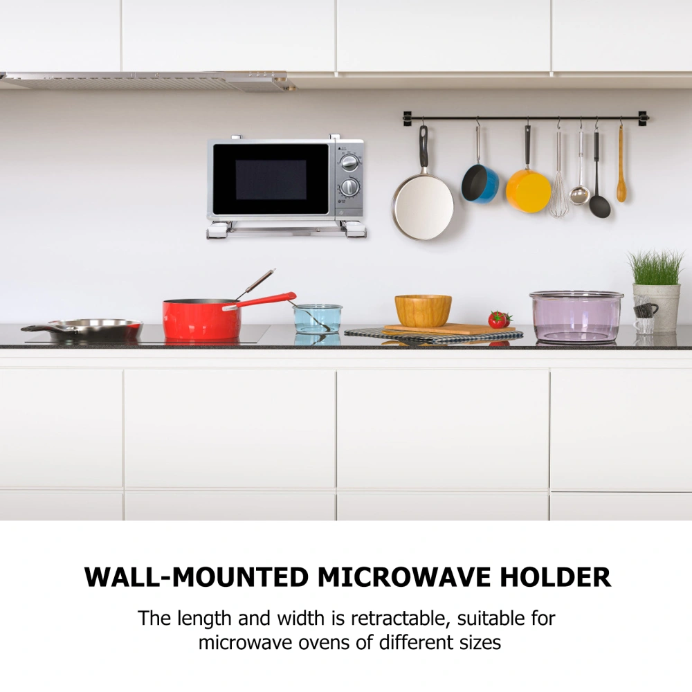 Wall-mounted Microwave Holder Stainless Steel Telescopic Folding Oven Rack