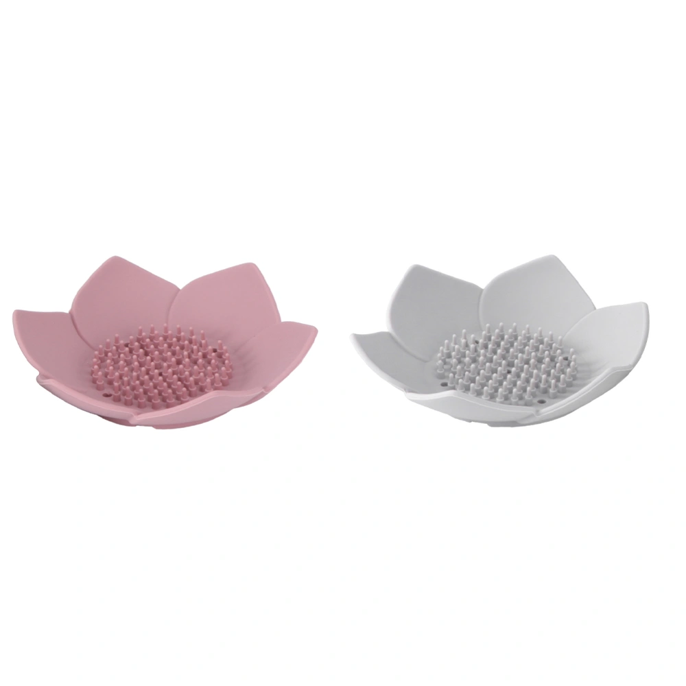 2pcs Flower Shape Soap Holder Household Soap Silicone Storage Container Cases