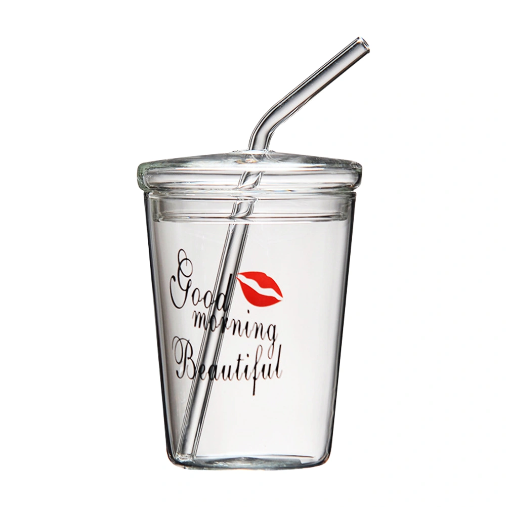 1 Set Glass Straw Cup Large Capacity Glass Cup Household Beverage Cup Glass Cup