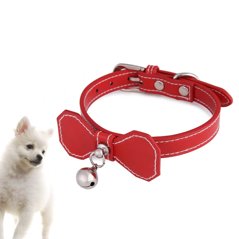 Bowknot Dog Collar Creative Bell Pet Neck Ring Practical Puppy Collar Fashion Cat Collar (Red)