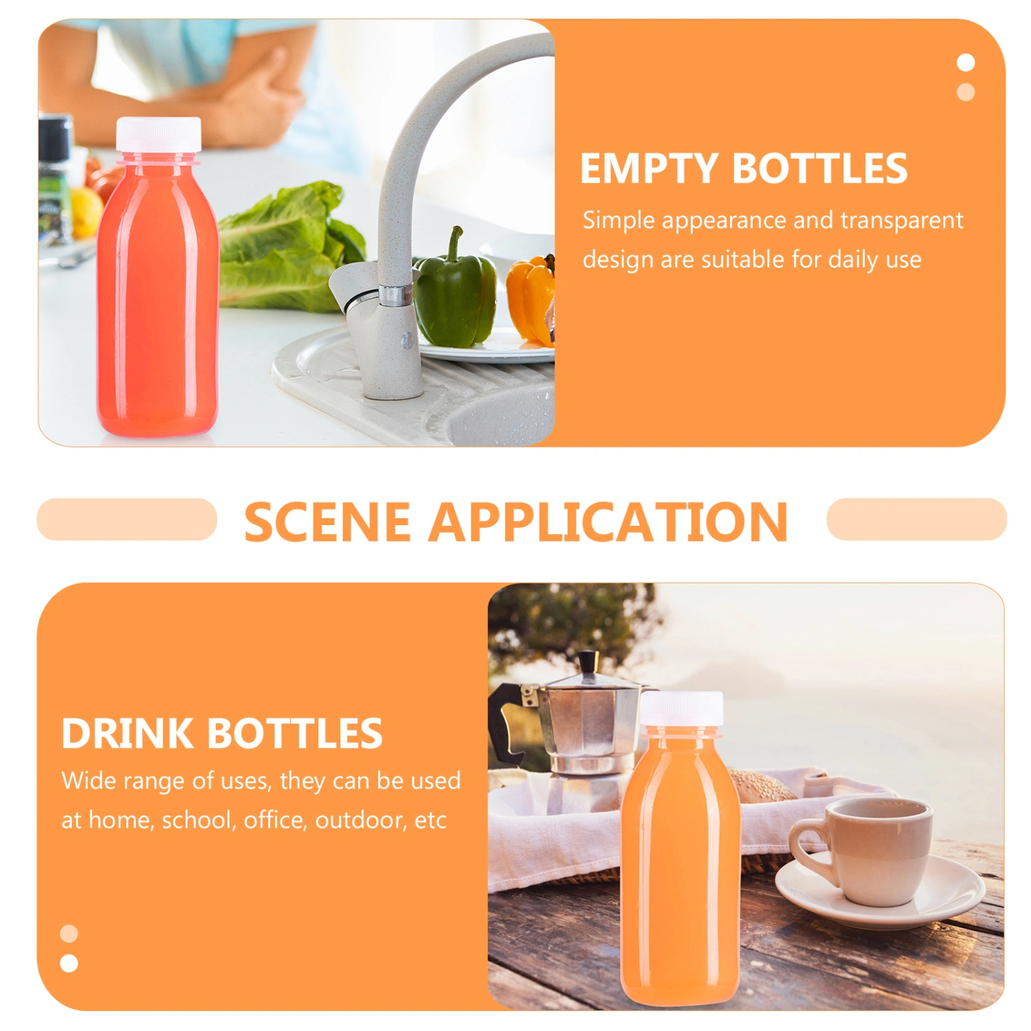 10pcs 300ml Juice Storage Bottles Milk Bottles Transparent Beverage Bottles
