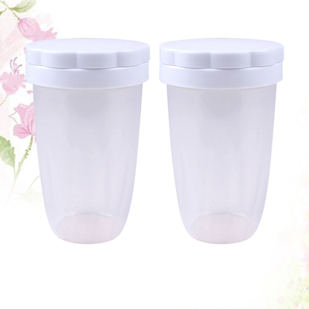 2PCS Handheld Flour Sieve Sifter Cup Baking Icing Sugar Shaker Sieve Jar Bakeware Baking Pastry Tools (White)