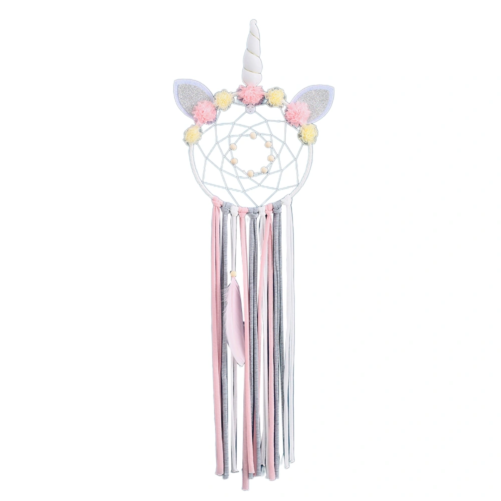 Unicorn Dreamcatcher Decor Charming Hanging Ornament Chic Photo Props Hanging Adornment for Home Bedroom (White)