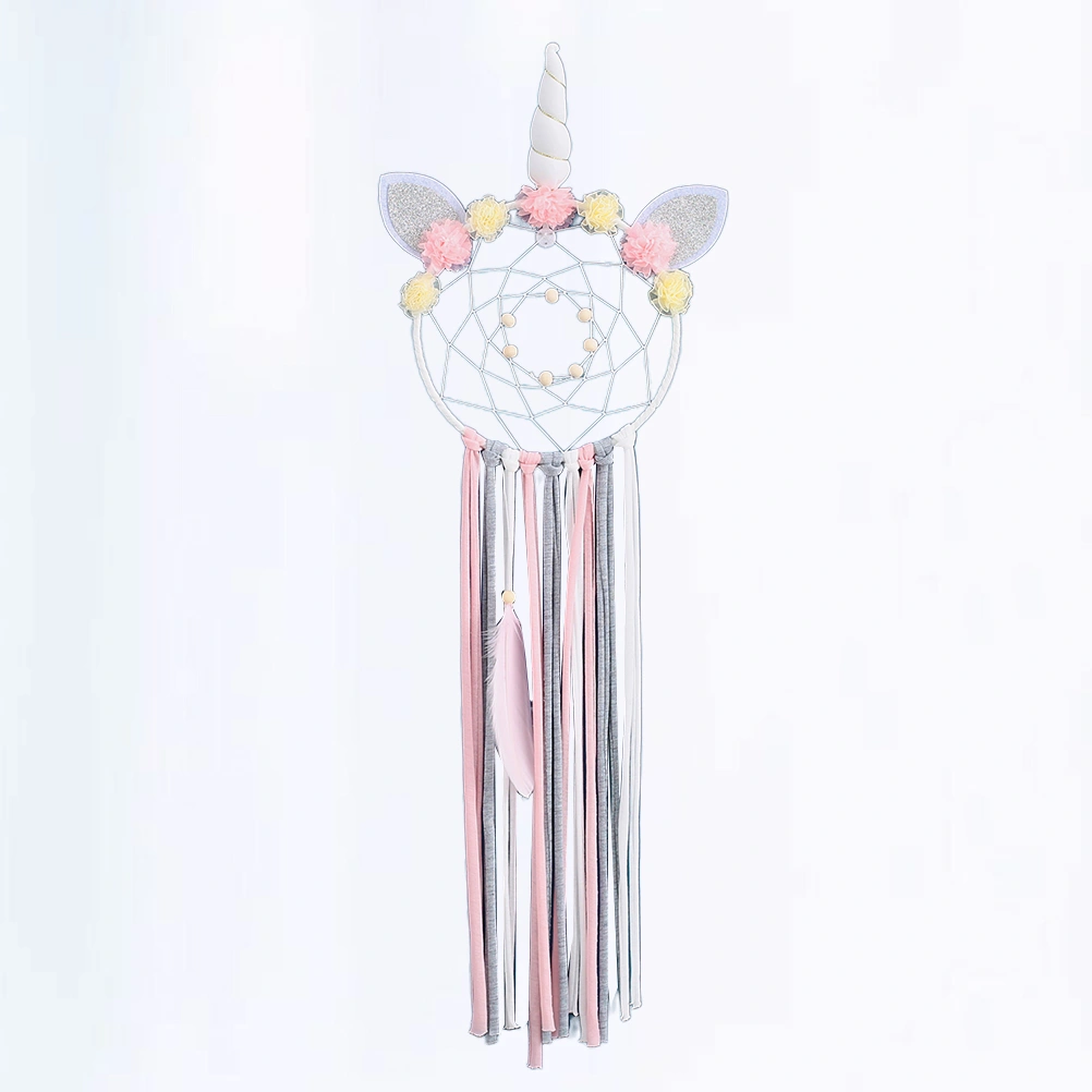 Unicorn Dreamcatcher Decor Charming Hanging Ornament Chic Photo Props Hanging Adornment for Home Bedroom (White)
