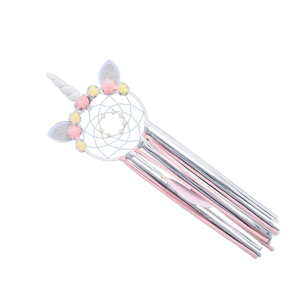 Unicorn Dreamcatcher Decor Charming Hanging Ornament Chic Photo Props Hanging Adornment for Home Bedroom (White)