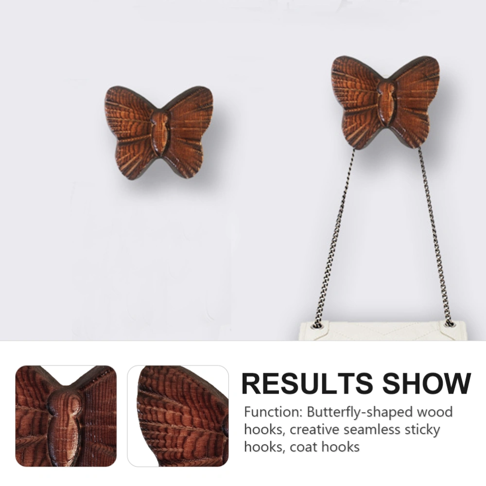 1pc Butterfly-shaped Wall Hook Home Wood Storage Hook Coat Hat Storage Hook