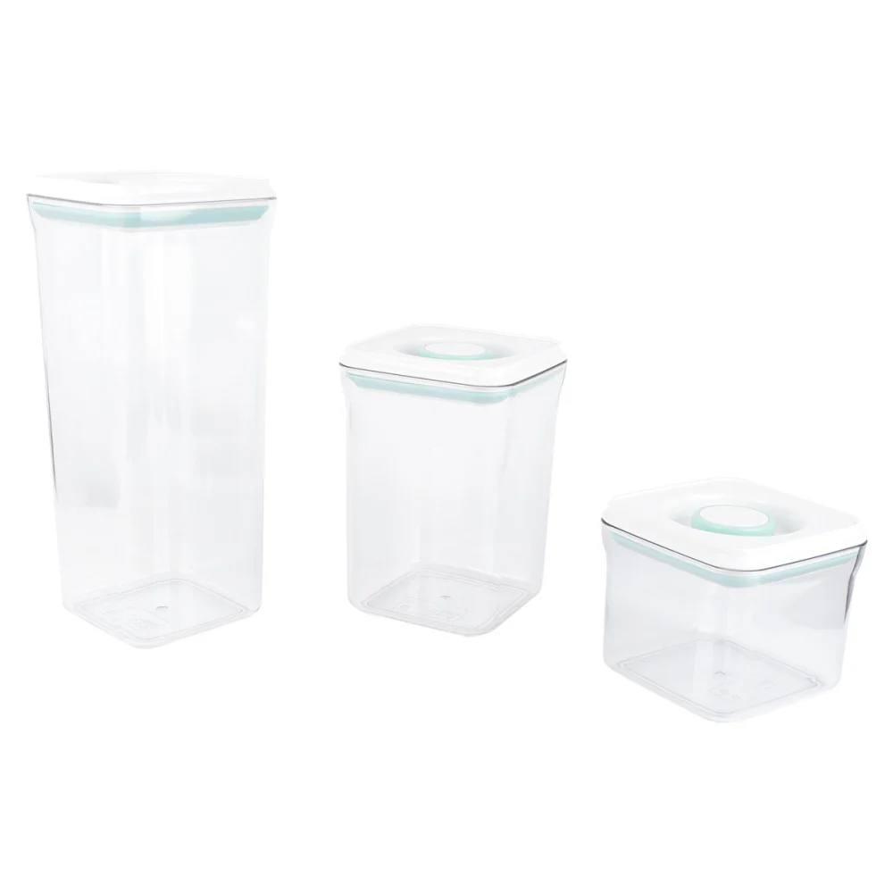 3Pcs Kitchen Seal Tank Plastic Storage Box Household Cereal Holder (Transparent)