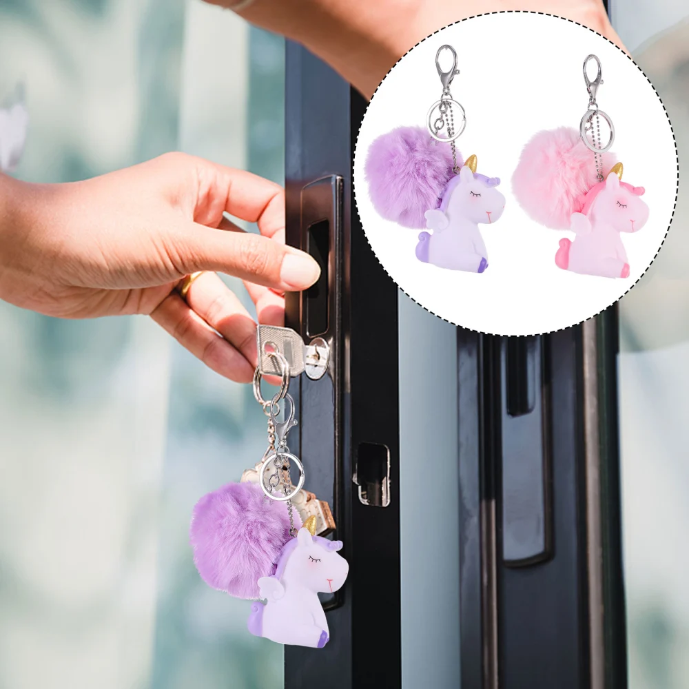 2pcs Lovely Unicorn Shape Key Chains Key Pendants Bag Ornaments (Assorted Color)