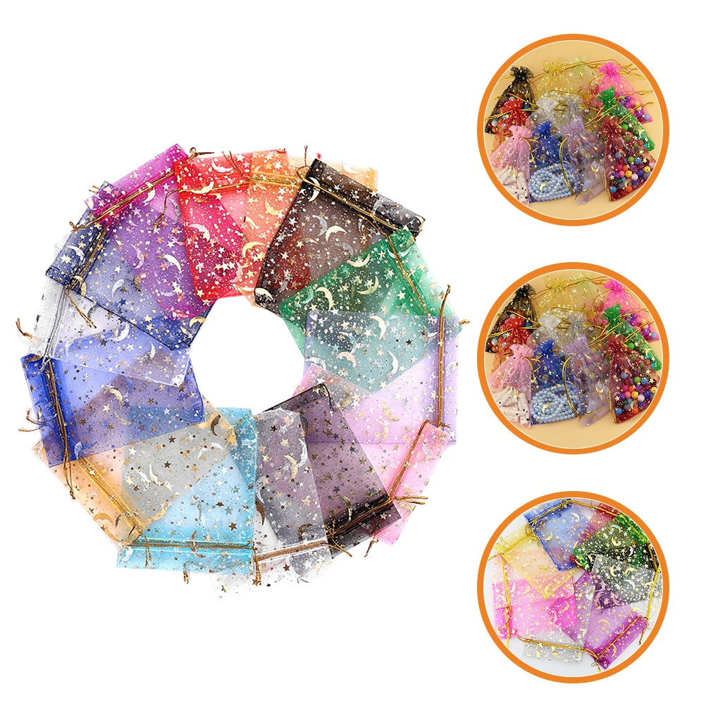 100 Pcs Gift Bags Organza Jewelry Pouches Drawstring Bags Small Jewelry Bags