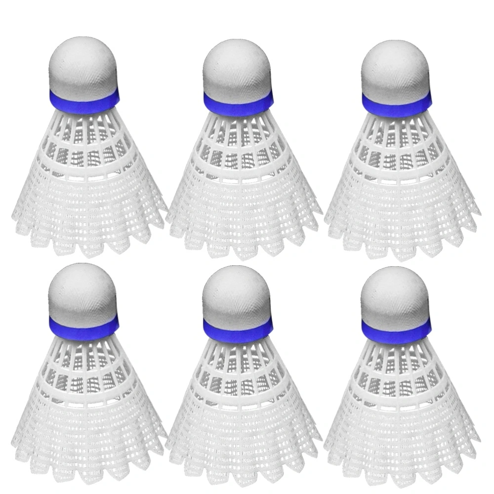 6pcs Plastic Shuttlecock Badminton Game Ball Head Shuttlecock Light Weight Nylon Balls Sports Gadget for School (White)