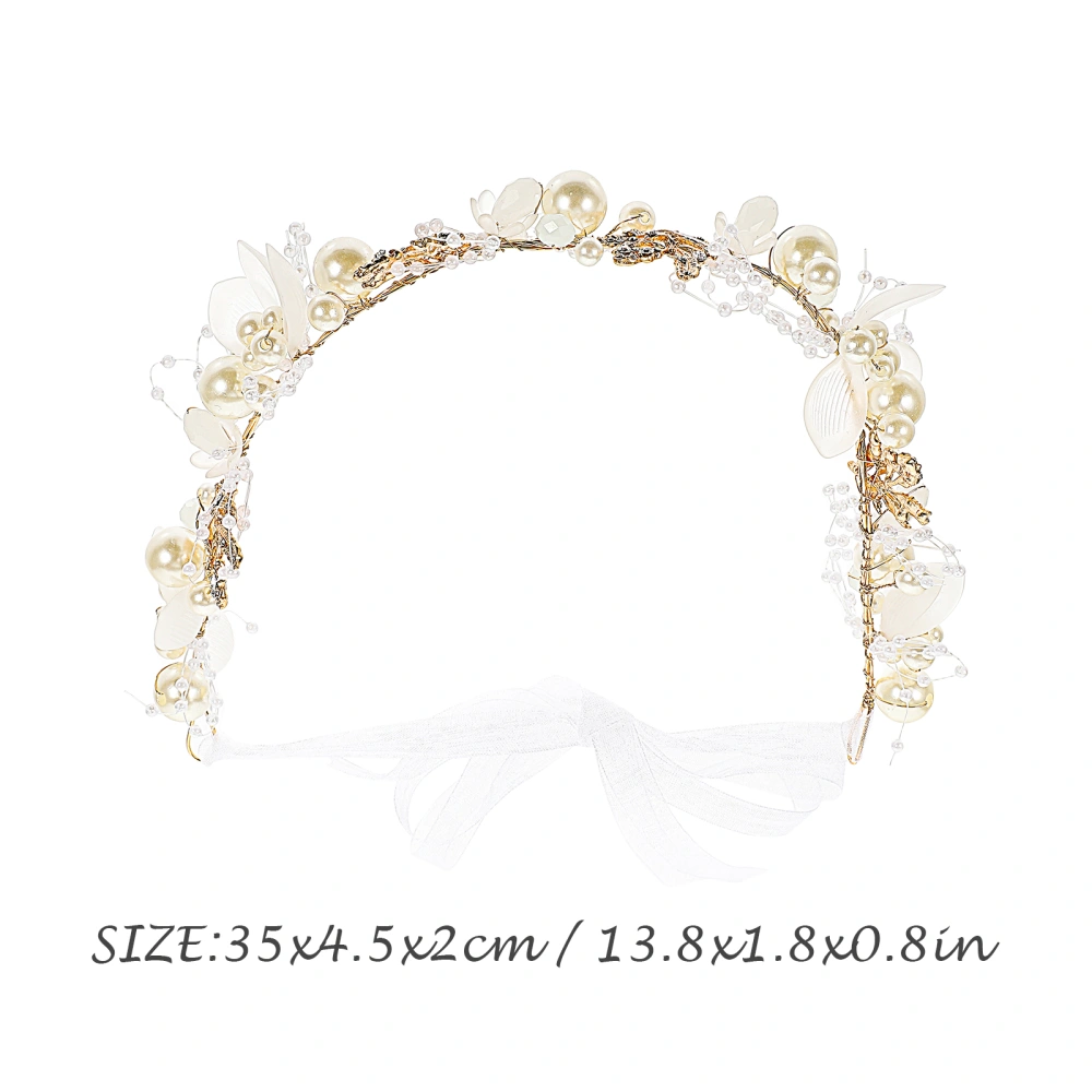 Pearl Flower Design Headband Decorative Headdress Wedding Bride Hair Jewelry