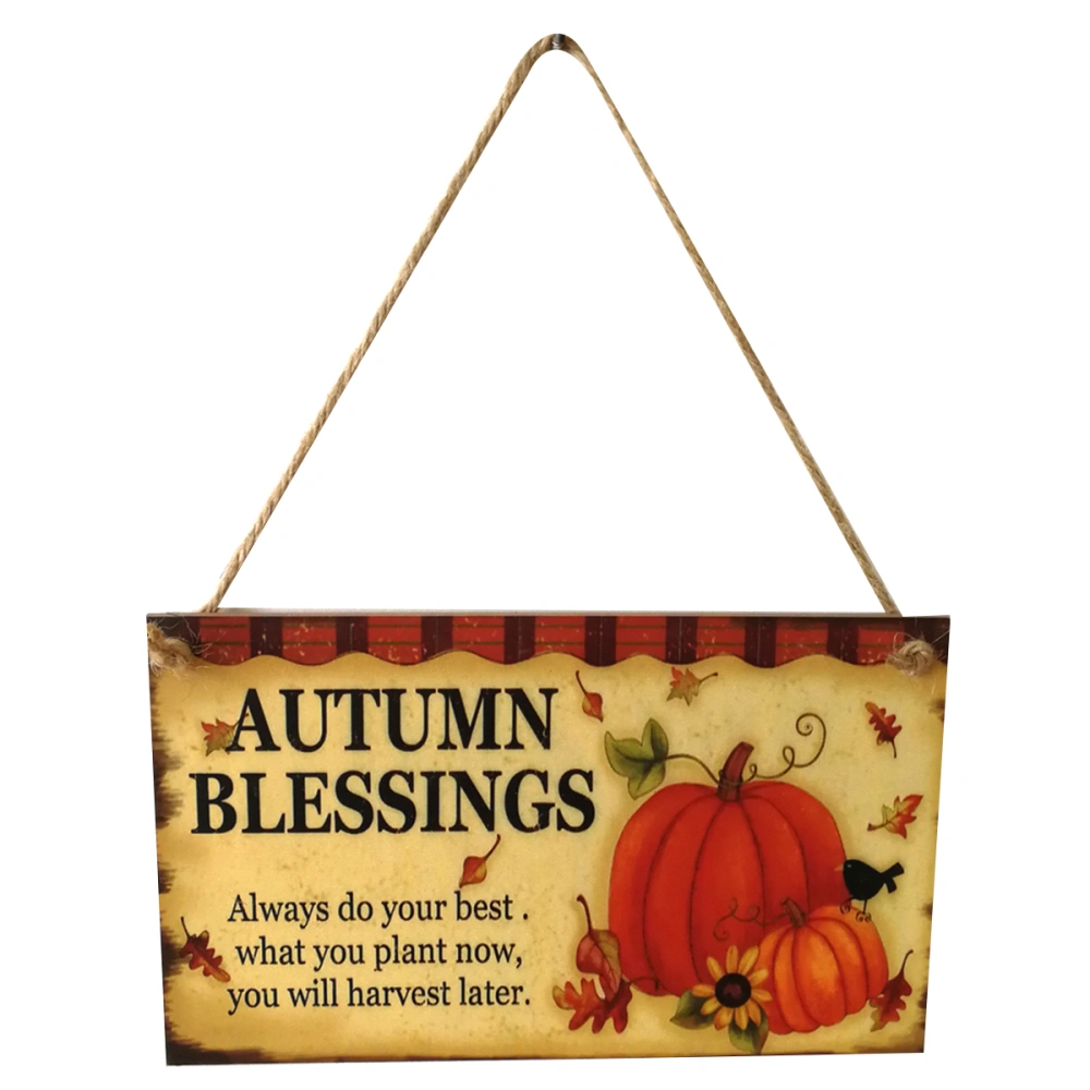 Indoor Outdoor Wooden Thanksgiving Festival Pumpkin Pattern Hanging Board Door Wall Signs Decor