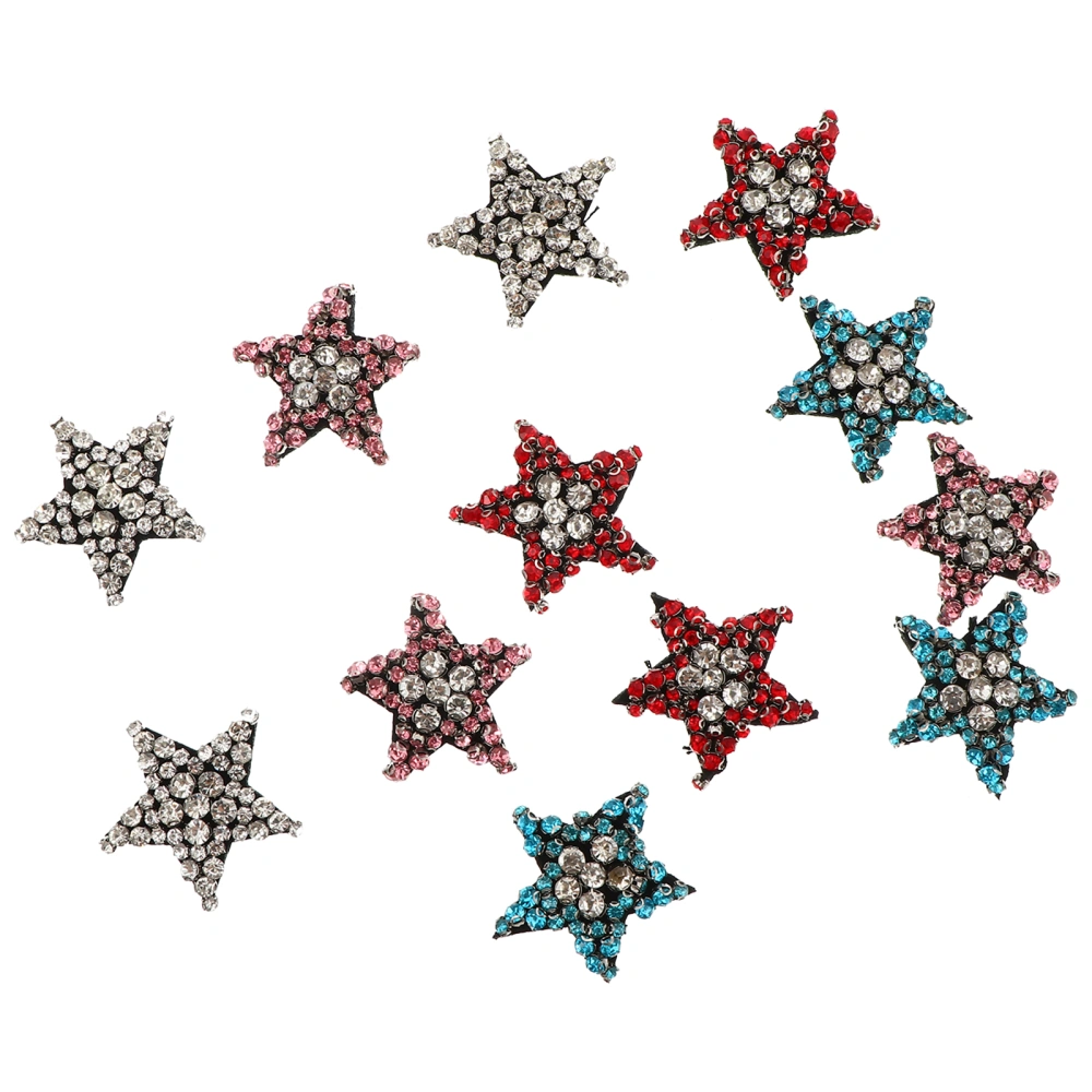 12pcs Rhinestone Star Patch Iron on Applique Patches Hot Melt Stickers