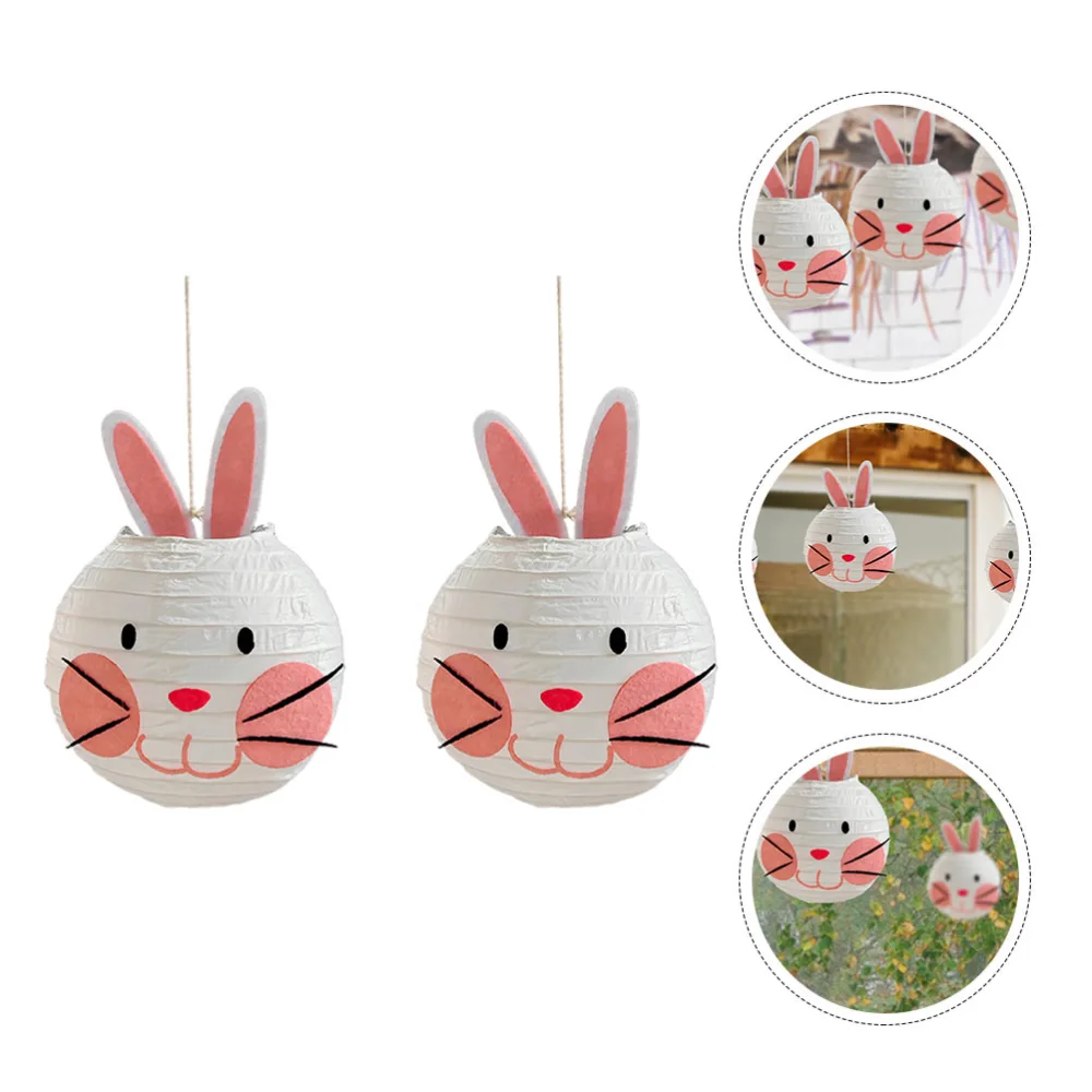 2Pcs Easter Rabbit Shape Lantern Decorative Hanging Lantern Party Layout Lanterns