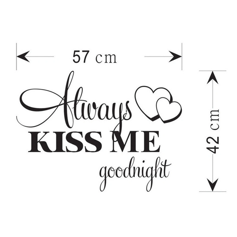 Always Kiss Me Goodnight Wall Sticker Vinyl Letter Words Wall Decal Removable DIY Quote Wall Art Decor for Bedroom Living Room Home - 57x32cm