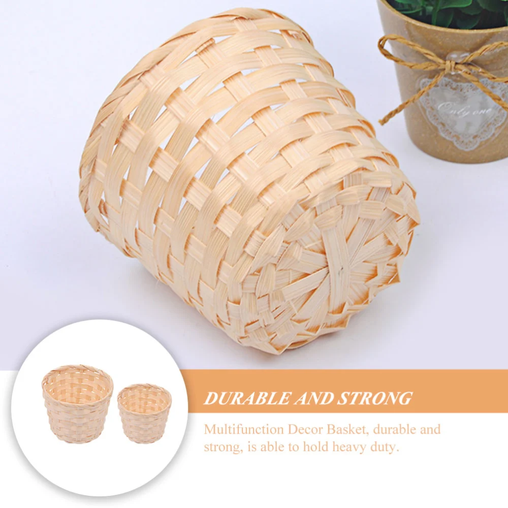 12Pcs Multifuntion Baskets Bamboo-made Basket Rustic Bamboo Weaving Bushel Baskets for Storage