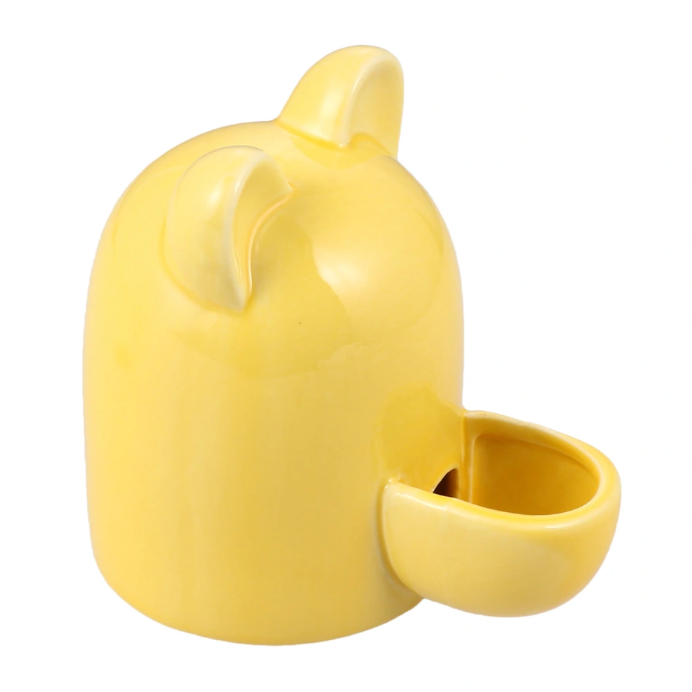 100ml Cartoon Cat Ears Small Pet Automatic Feeder Ceramic Hamster Rabbits Drinking Bowl Pets Water Dispenser Feeder Self-Dispensing Pet Supplies (Yellow)