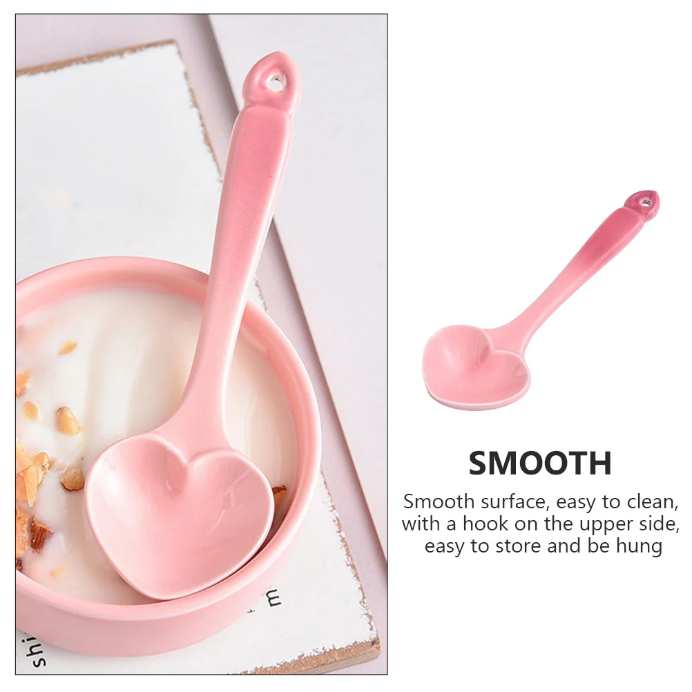 Heart Shape Coffee Spoon Dessert Spoon Sugar Stirring Spoon Ceramic Teaspoon