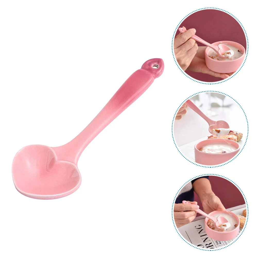 Heart Shape Coffee Spoon Dessert Spoon Sugar Stirring Spoon Ceramic Teaspoon