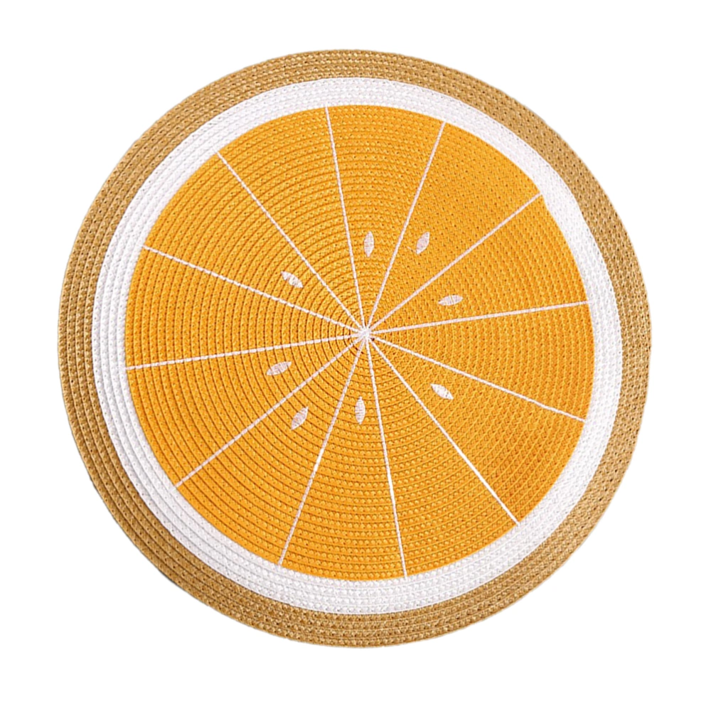 1Pc Table Placemats Heat Insulation Coaster Round Shaped Placemat Anti-slip Table Mat Table Decoration (Lemon Pattern)