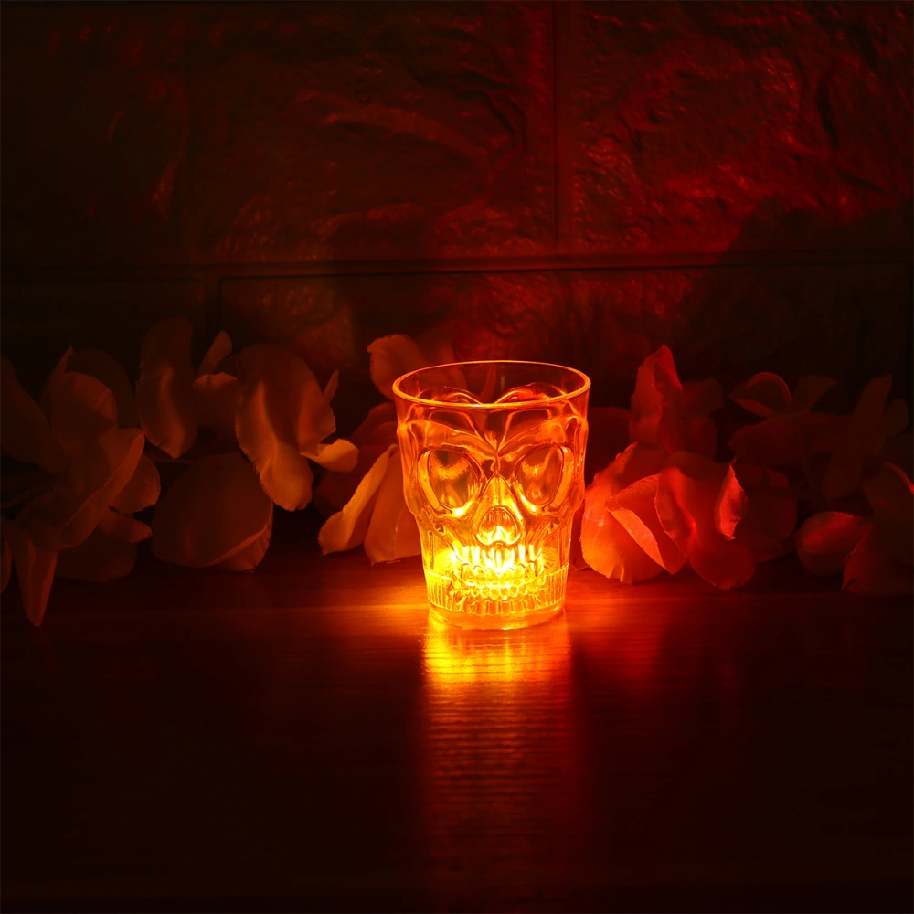 2pcs Halloween Skull Pattern Luminous Wine Cup Festival Water Drinks Champagne Toasting Glass for Party Decor(Orange)