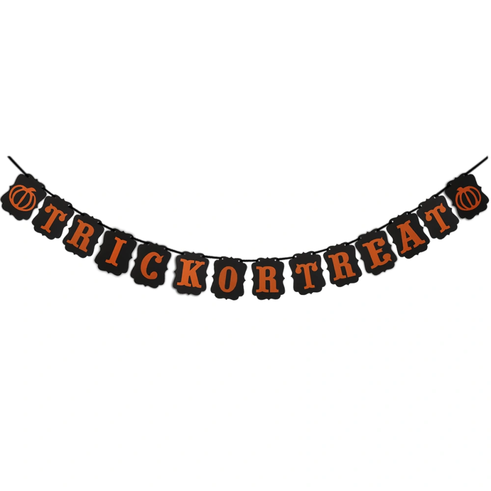 "TRICK OR TREAT" Banner Paper Bunting Halloween Party Decoration Flag Garland (Black & Red)