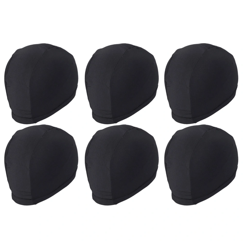 6 Pcs Adult Swim Stretchable Polyester Swim Swimming Hat Unisex Solid Color Swimming Caps Shower Caps Swimming Accessory (Black)