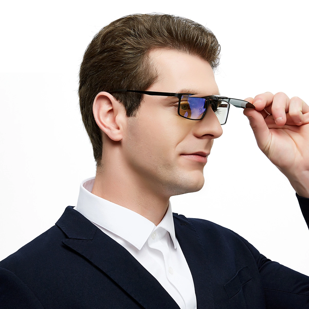 Sunglasses Clip Night Vision UV Glasses Clip-on Eyeglasses Flap Turning Eyewear Clip with Storage Case for Men and Women Driver (Black Grey)