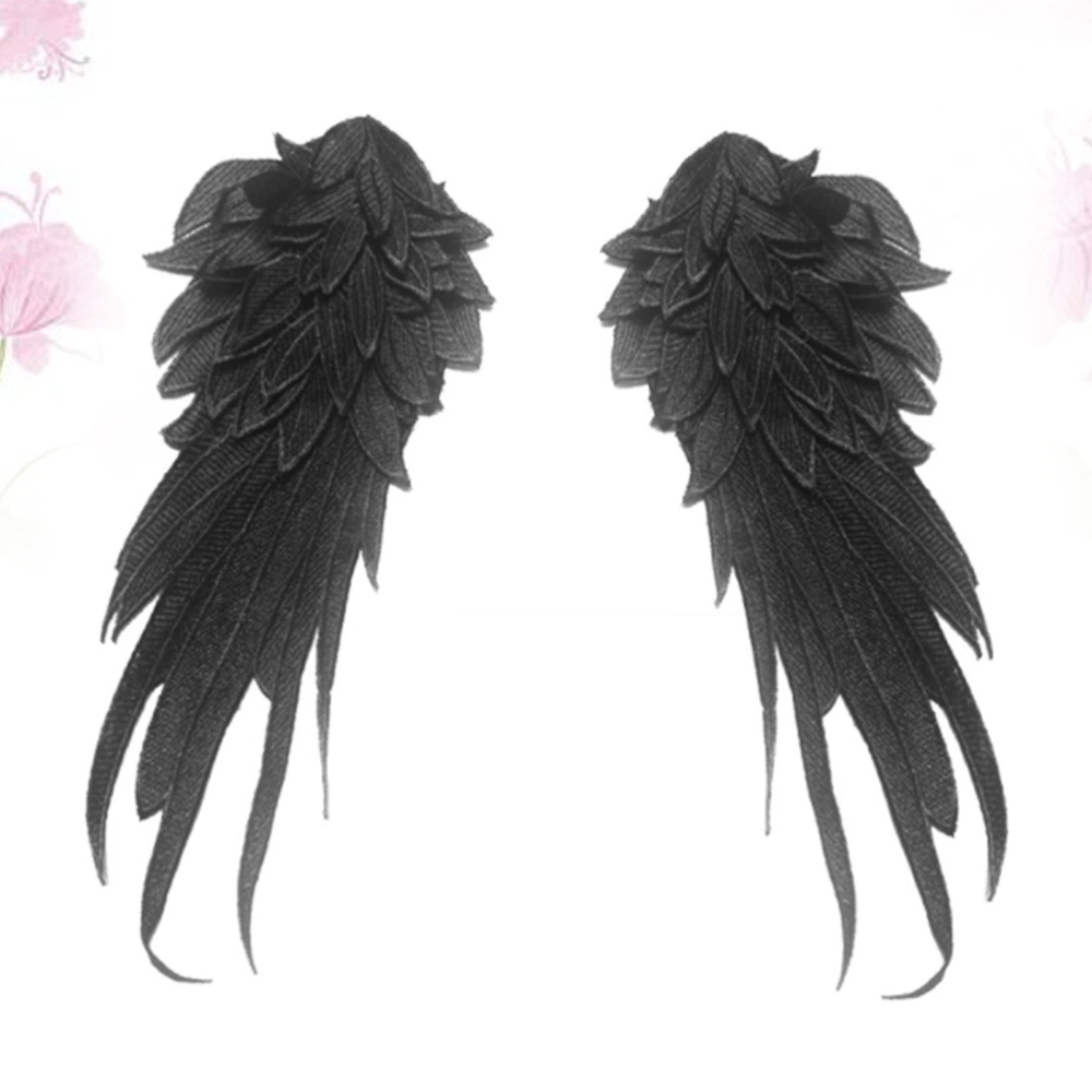 1 Pair Embroidered Clothing Accessories DIY Wings Cloth Sew-on Patch Cosplay Costume Party Supplies Performance Props Black