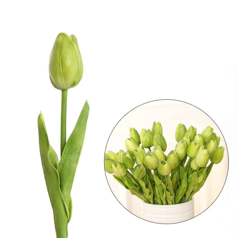 Artificial Tulips Real Touch Tulips Flowers Faux Tulip Flowers for Wedding Home Party Balcony Yard Bar Decoration(Peak Green)