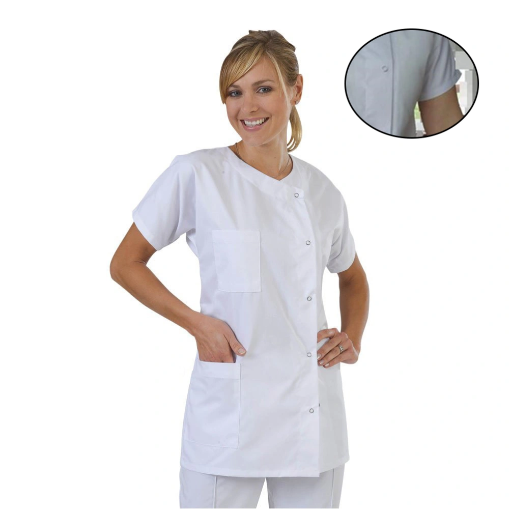 Short Sleeve Doctor Clothes Doctor Working Suit Nurse Shirts Clothes Cosplay Shirt (White, Size XS)