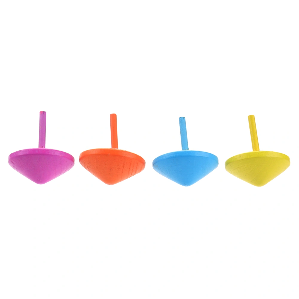 4pcs Wooden Tops Plaything Funny Peg-top Educational Gyro Toys for Children Kids (Random Color)