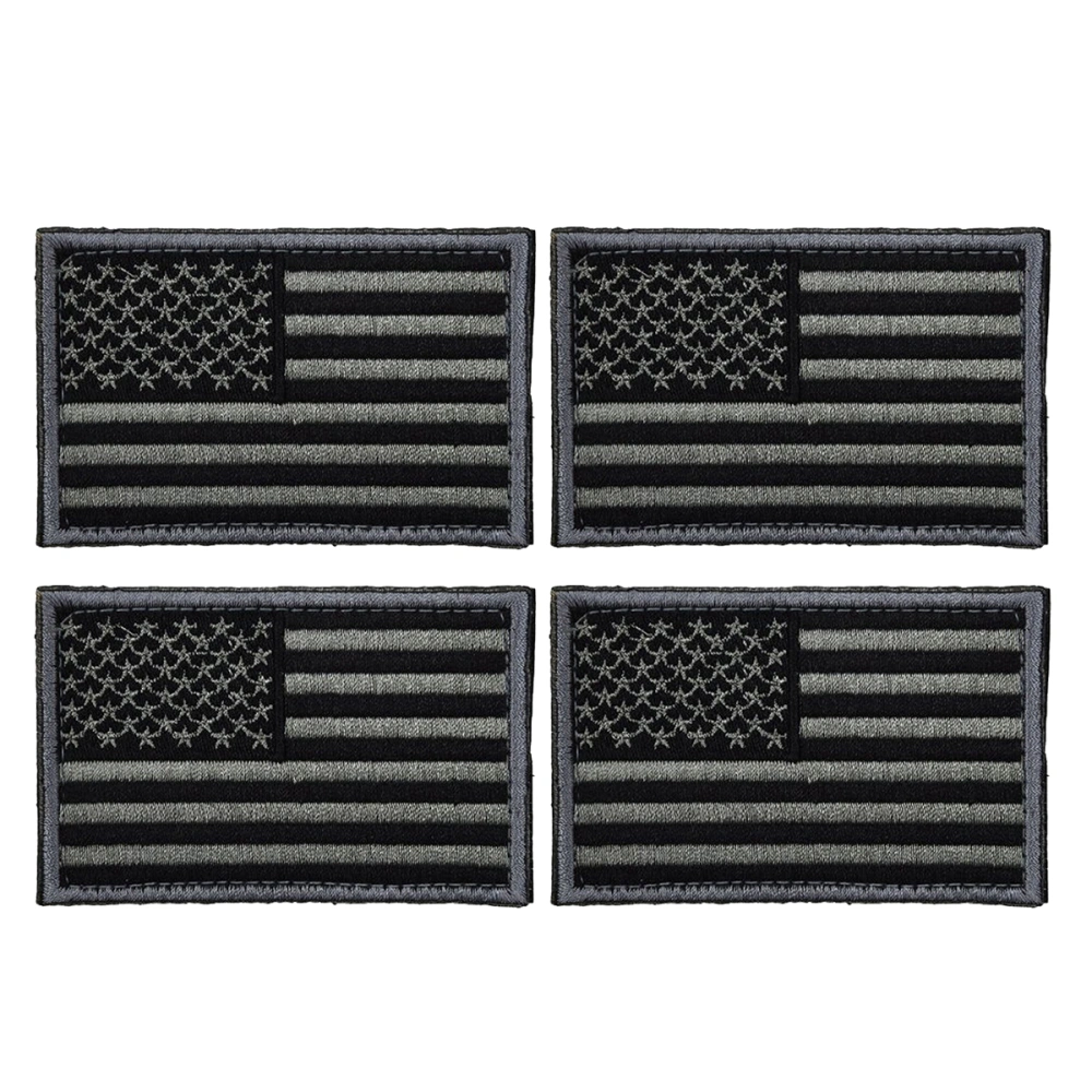 4PCS USA Flag Patch Self-Adhesive American Flag US United States of America Military Uniform Emblem Patches (Charcoal Grey)