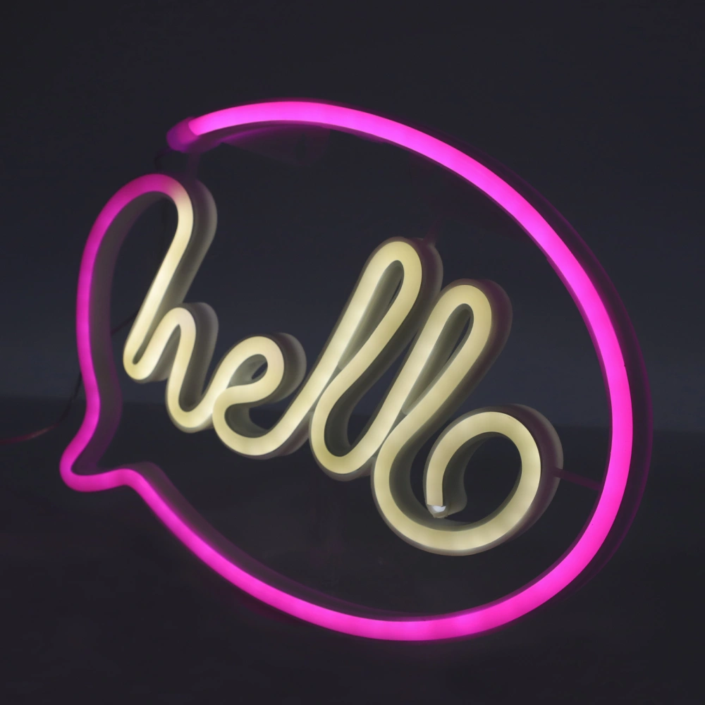 1Pc Creative Hello Modeling Neon Light Colorful Indoor Neon Light Ornament