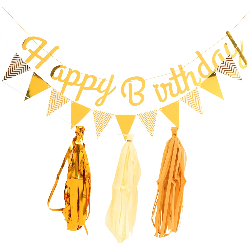 1 Set of Birthday Party Paper Banner Gold Blocking Creative Party Banner Hanging Decoration